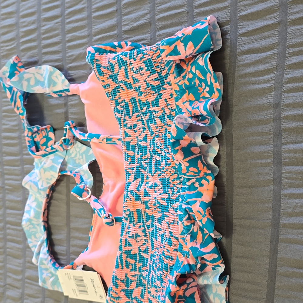 Raisins Multicolor Smocked Bikini Top Xs Nw5 - Picture 3 of 5